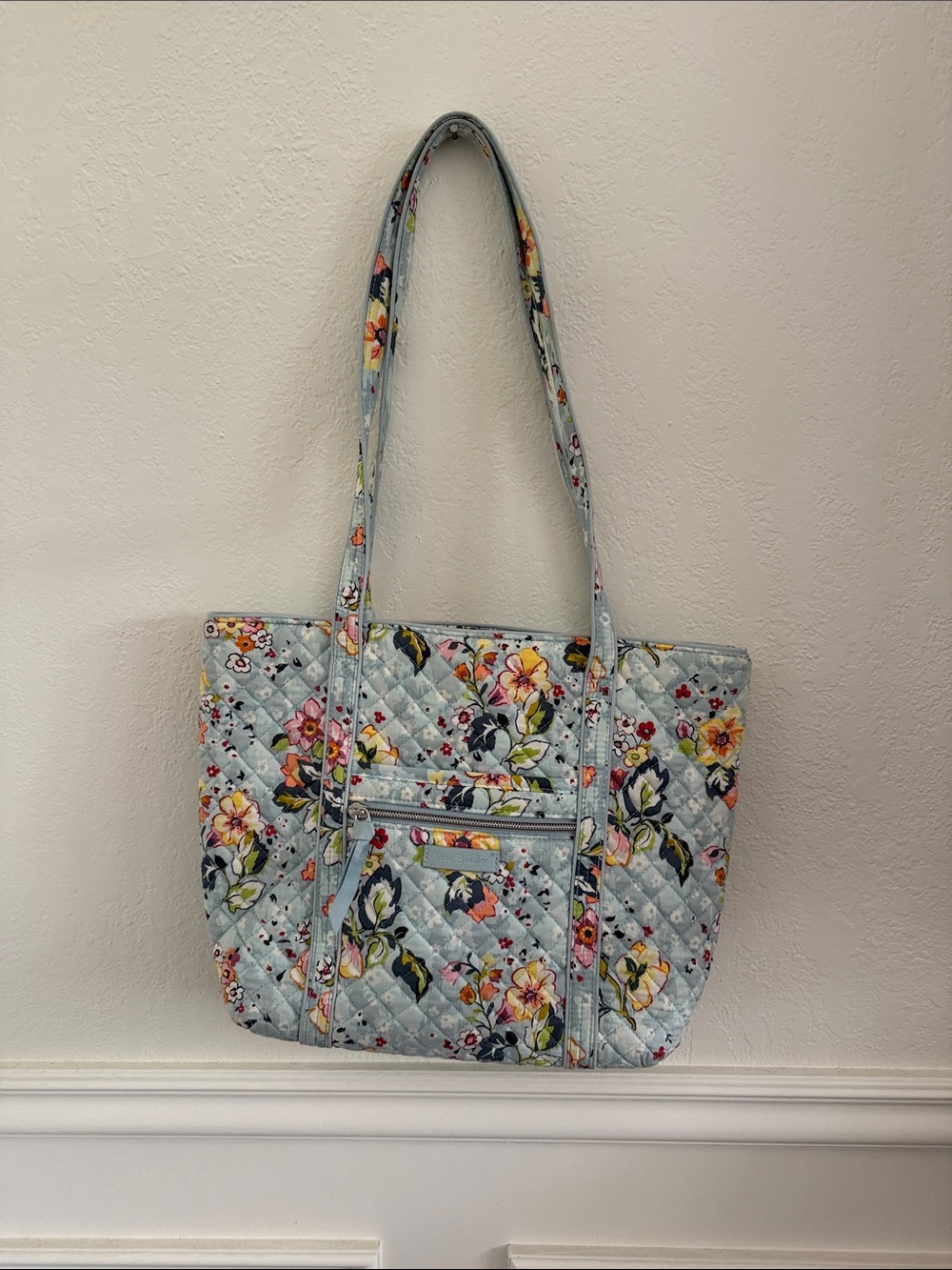 Vera Bradley Sky Blue Quilted Floral Shoulder Tote